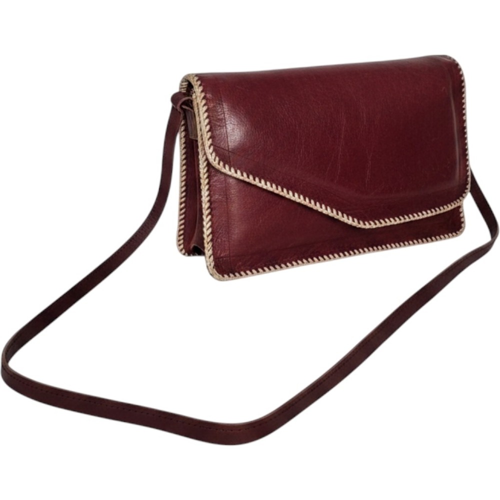 Vintage‎ Boho Maroon Envelope Crossbody Purse Woven Vegan Leather Shoulder Bag